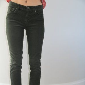 J. Crew Midrise Toothpick Cords in Dark Green